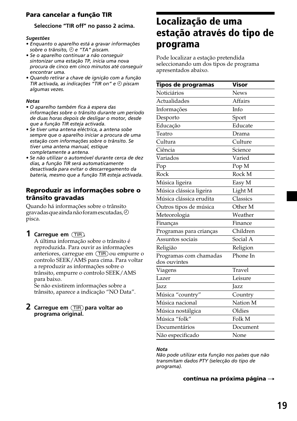 Localização de uma estação através do tipo, De programa | Sony CDX-C7850R User Manual | Page 91 / 144