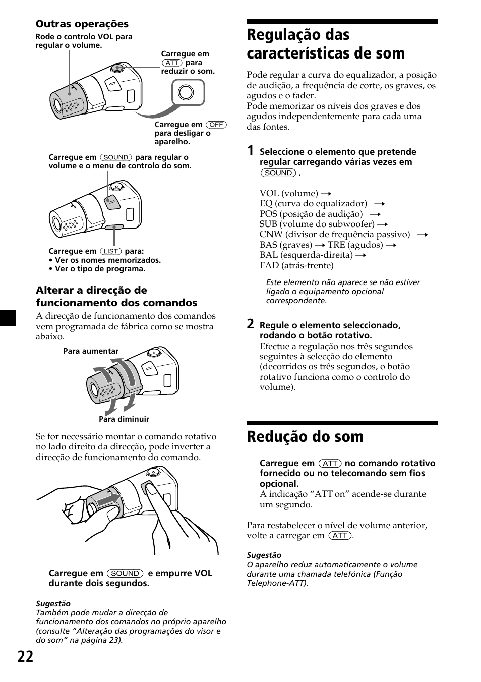 Regulação das características de som, Redução do som, 22 regulação das características de som | Sony CDX-C7850R User Manual | Page 94 / 144