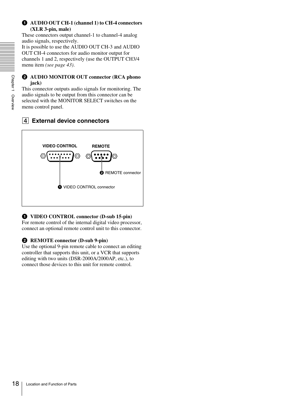 D external device connectors | Sony 3-869-574-12(1) User Manual | Page 18 / 73