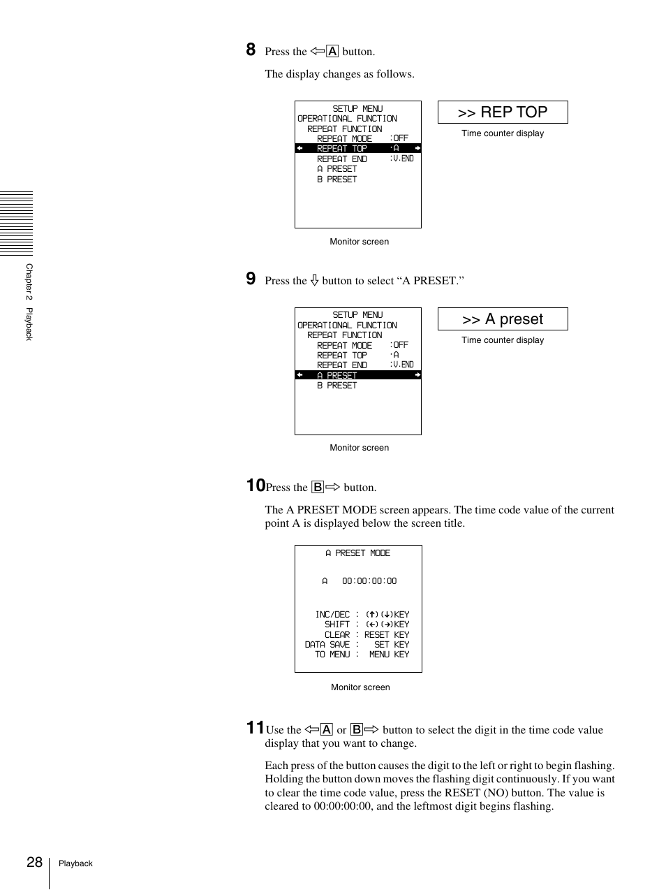 Rep top, A preset | Sony 3-869-574-12(1) User Manual | Page 28 / 73