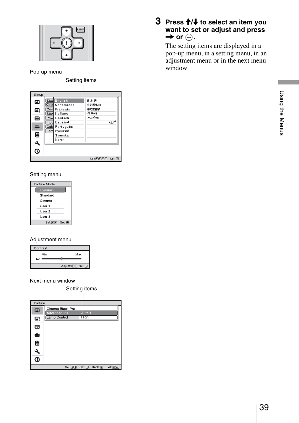 Sony BRAVIA VPL-HW10 User Manual | Page 39 / 80