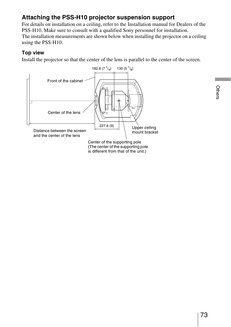 Attaching the pss-h10 projector suspension support | Sony BRAVIA VPL-HW10 User Manual | Page 73 / 80