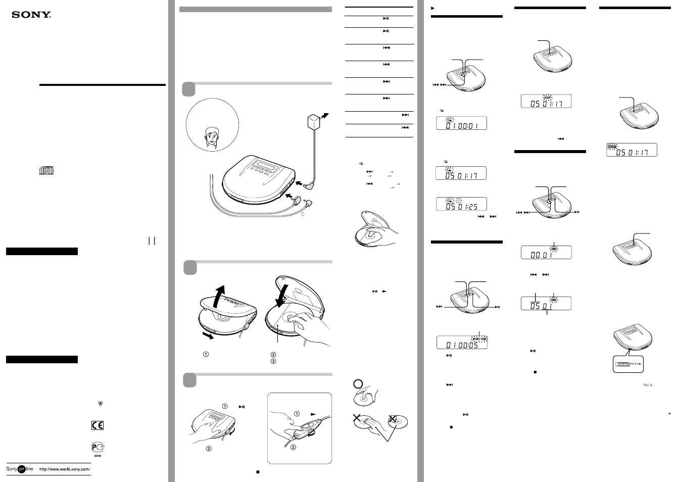 Sony CD Walkman D-E551 User Manual | 2 pages