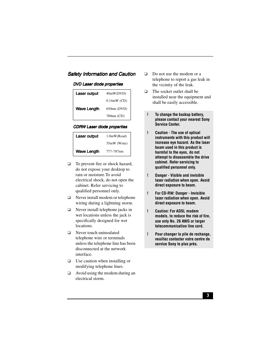 Sony PCV-R556DS User Manual | Page 3 / 62