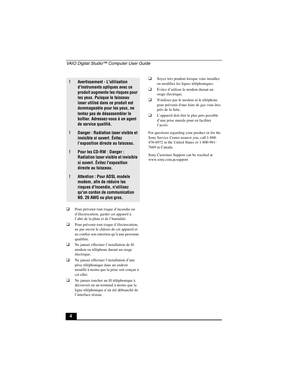 Sony PCV-R556DS User Manual | Page 4 / 62