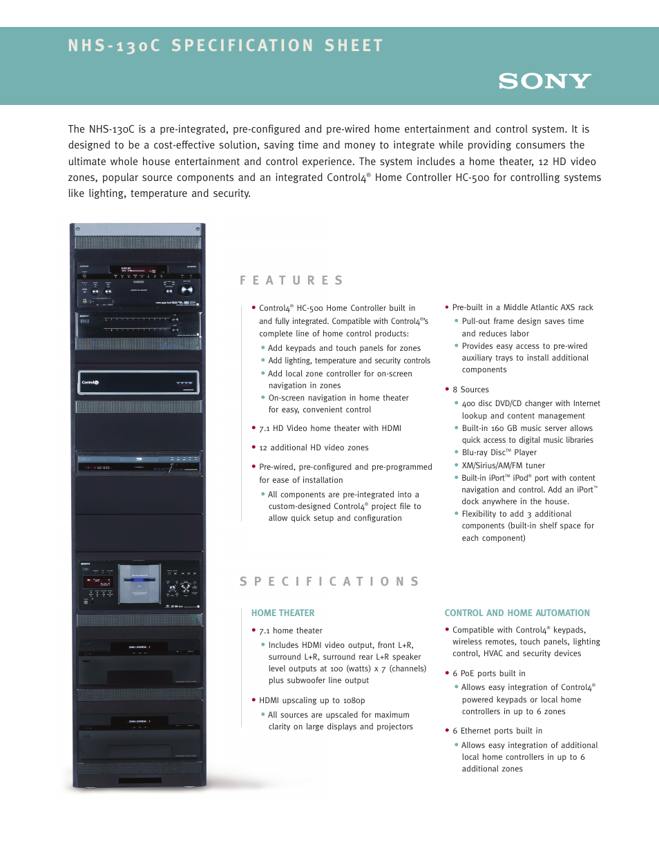 Sony NHS-130C User Manual | 3 pages