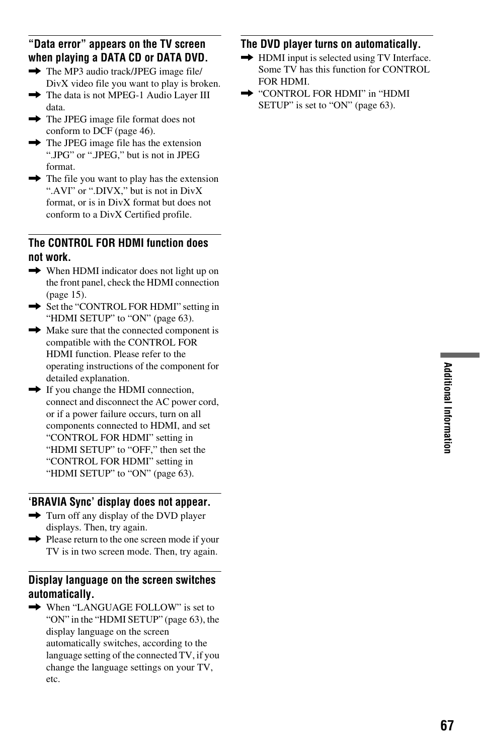 Sony DVP-NS708H User Manual | Page 67 / 72