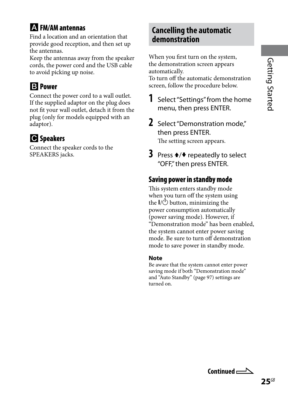 Cancelling the automatic demonstration | Sony WHG-SLK1I User Manual | Page 25 / 127