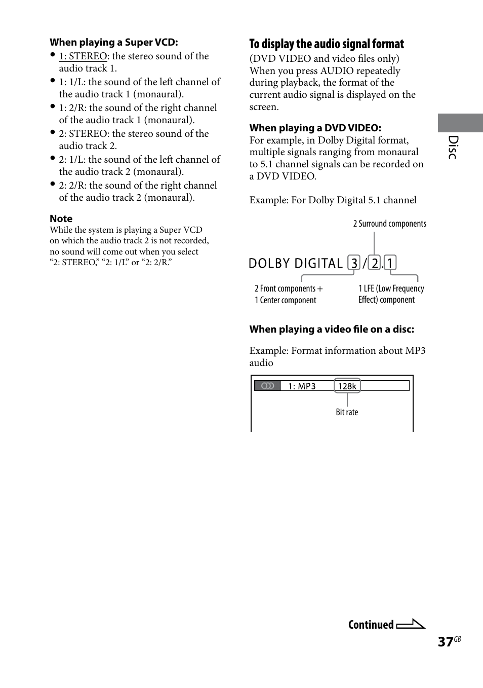 Disc | Sony WHG-SLK1I User Manual | Page 37 / 127