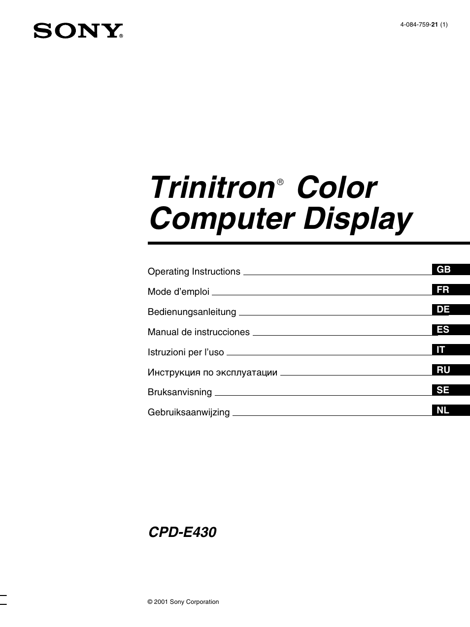 Sony CPD-E430 User Manual | 52 pages