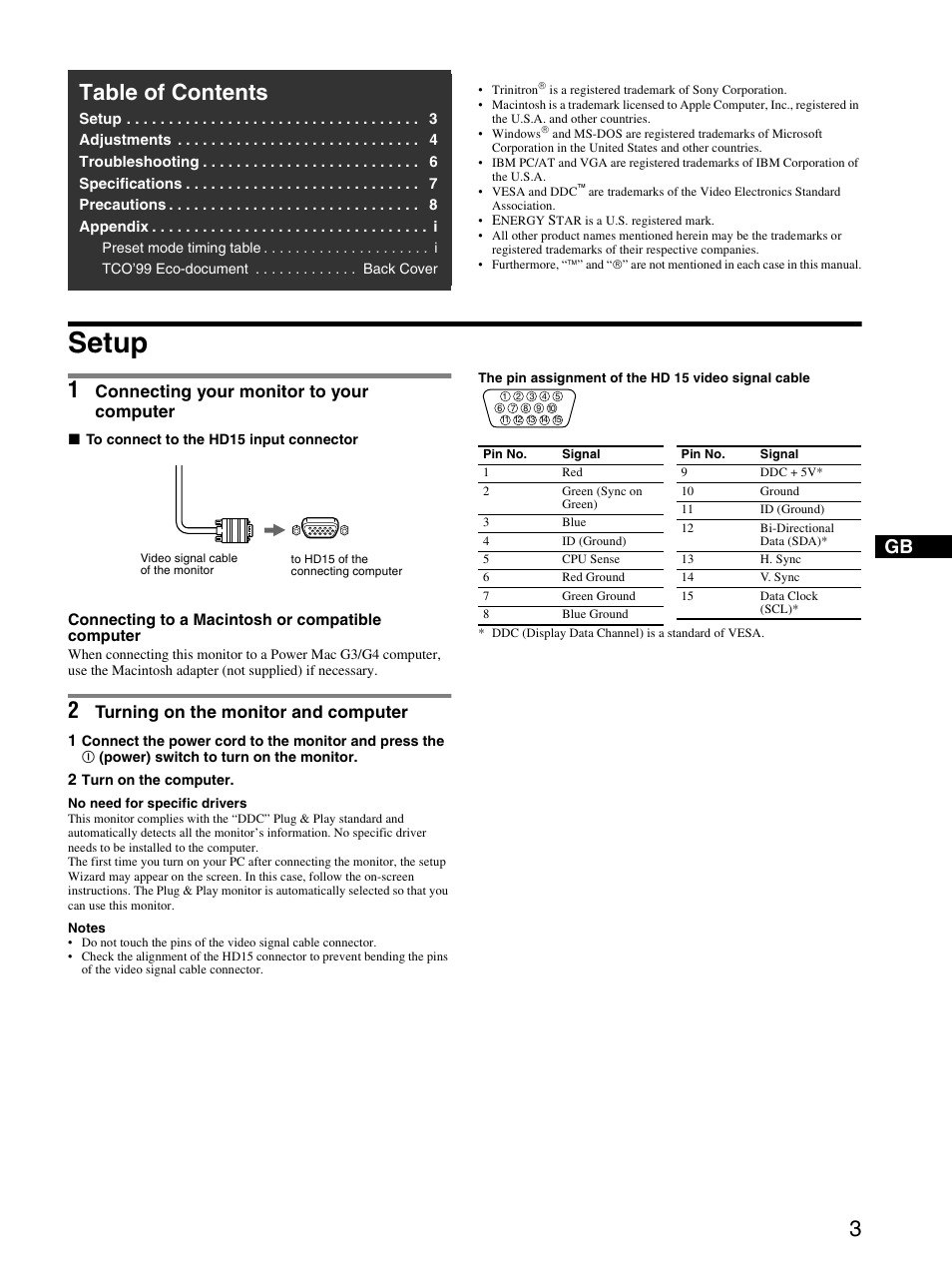Sony CPD-E430 User Manual | Page 3 / 52