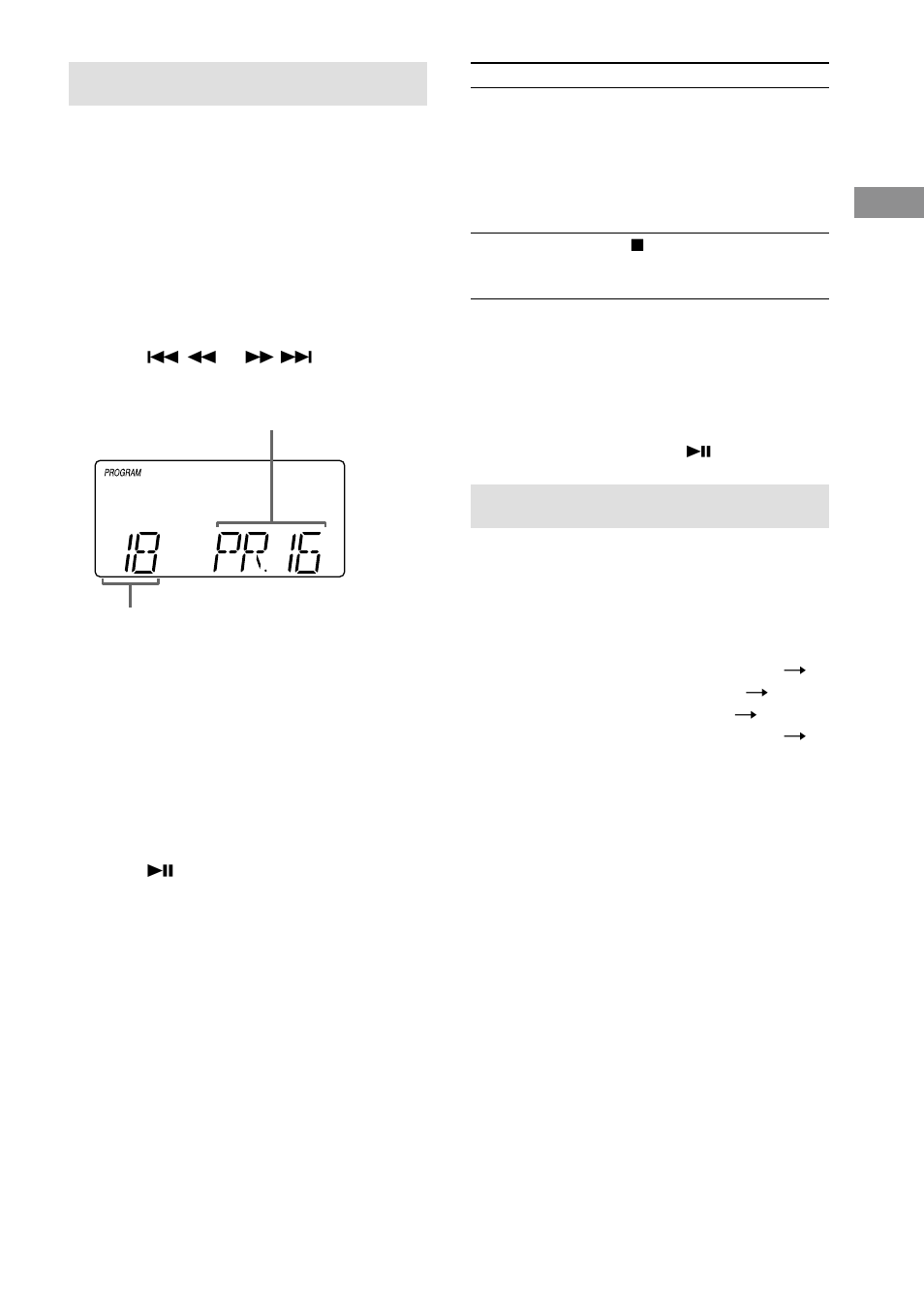 Programing the cd tracks, Program play, Using the cd display | Sony CMT-EP30 User Manual | Page 9 / 20
