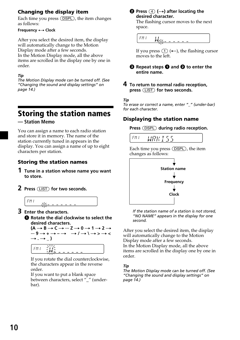 Storing the station names | Sony XR-C6200 User Manual | Page 10 / 50