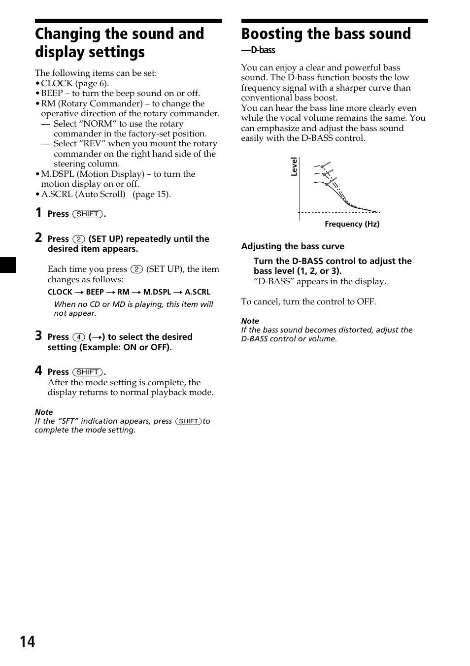 14 changing the sound and display settings, Boosting the bass sound | Sony XR-C6200 User Manual | Page 14 / 50