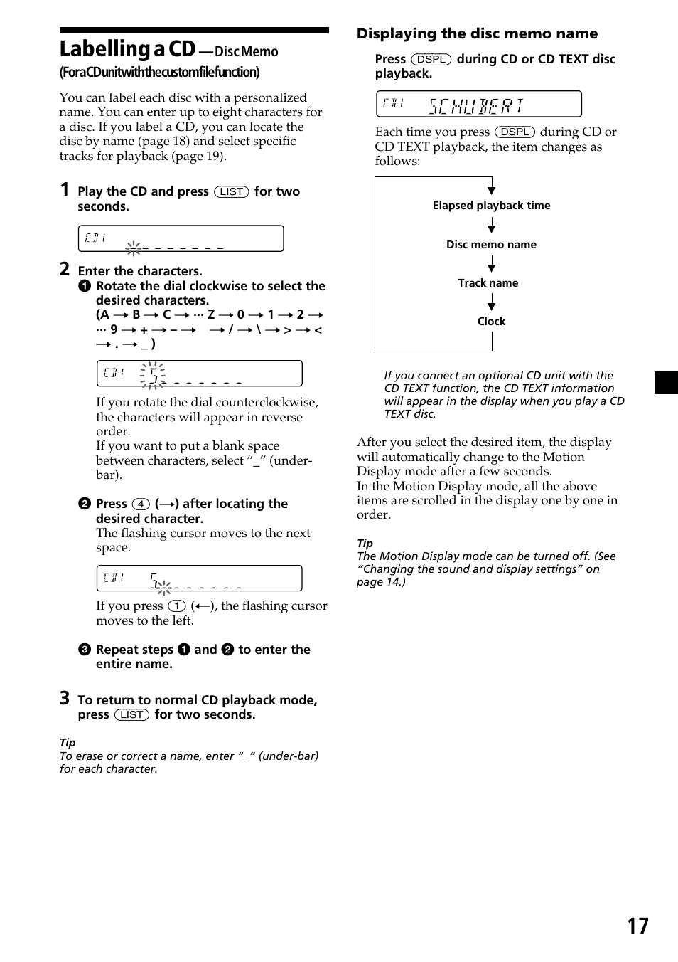 17 labelling a cd | Sony XR-C6200 User Manual | Page 17 / 50