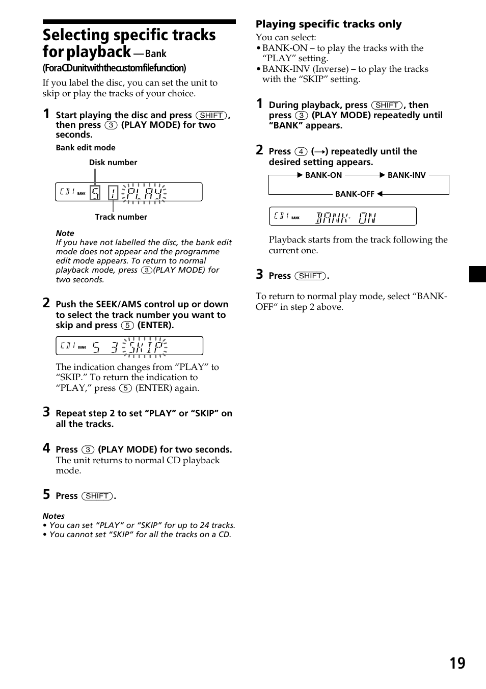 19 selecting specific tracks for playback | Sony XR-C6200 User Manual | Page 19 / 50