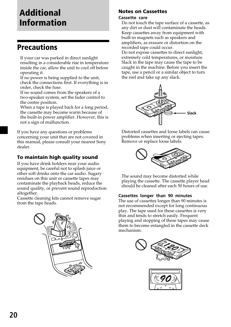 Additional information, Precautions | Sony XR-C6200 User Manual | Page 20 / 50