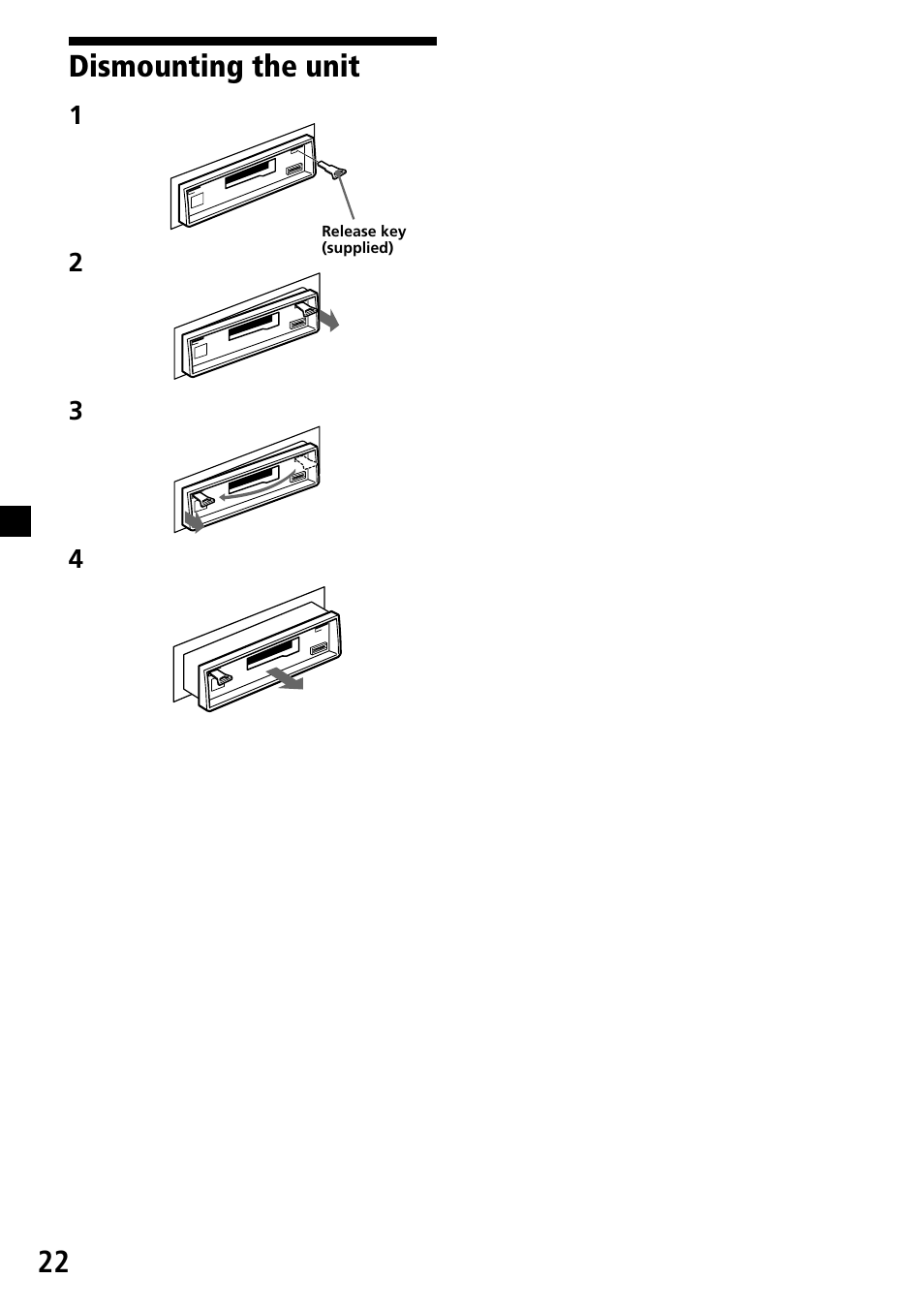 22 dismounting the unit | Sony XR-C6200 User Manual | Page 22 / 50