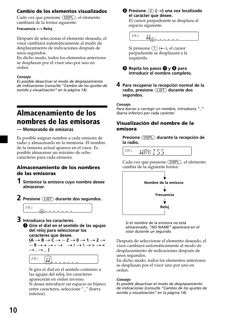 Almacenamiento de los nombres de las emisoras | Sony XR-C6200 User Manual | Page 34 / 50