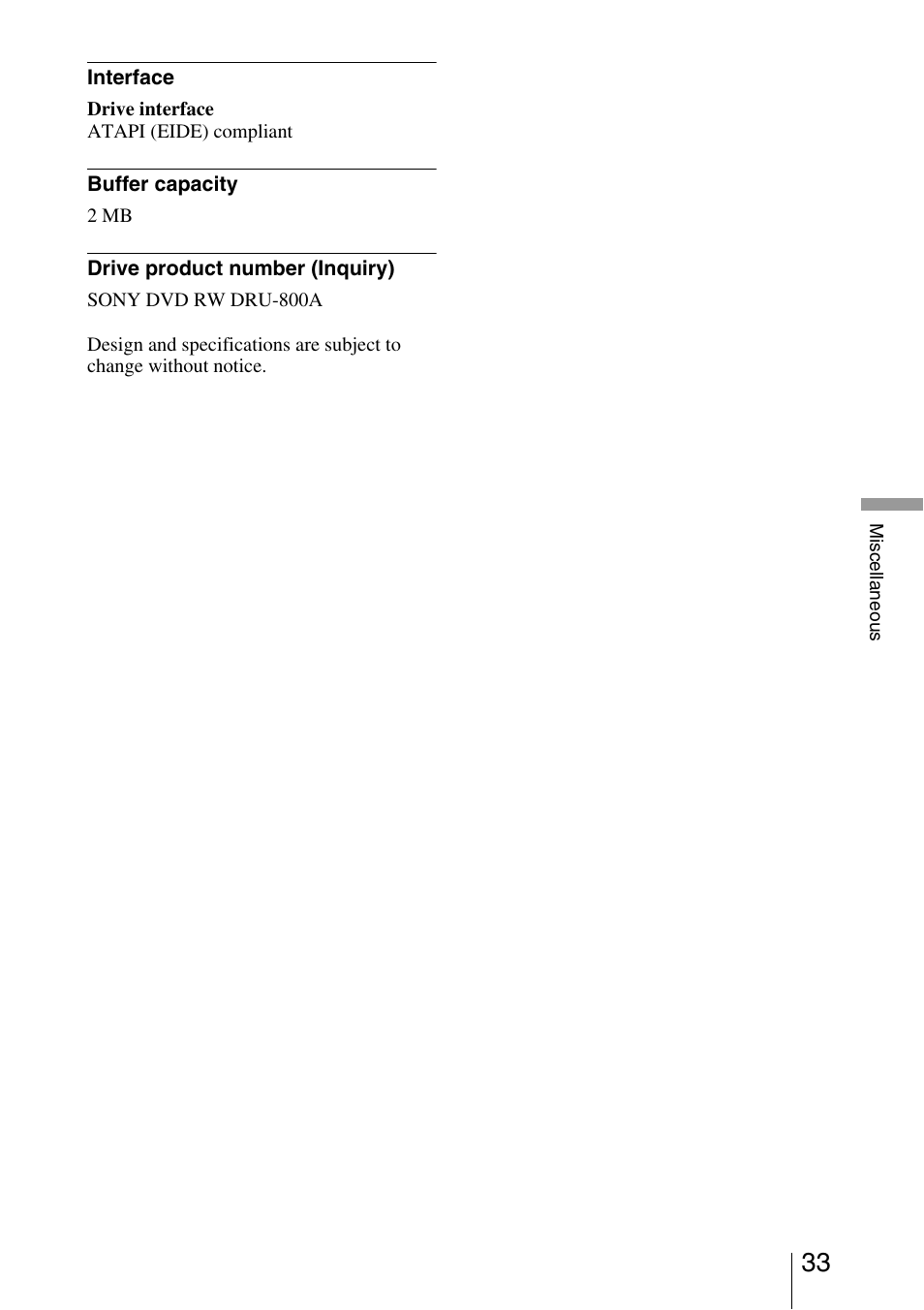 Sony DRU-800A User Manual | Page 33 / 36