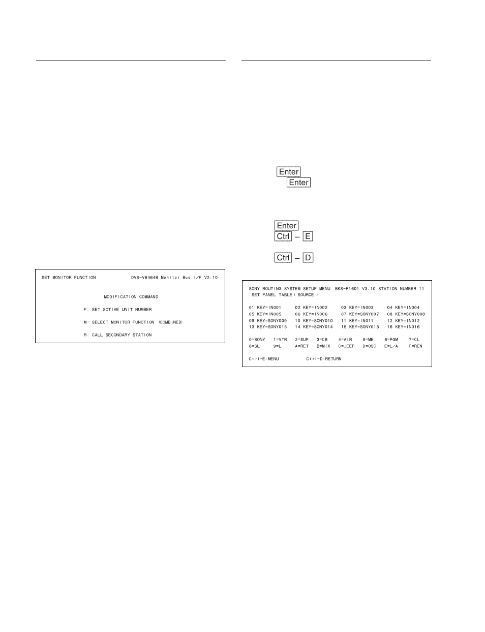 M: set monitor function (except for hds-v3232), N: set panel table (bks-r1601/r3202/r3203) | Sony DVS-V3232B/V3232M User Manual | Page 102 / 158