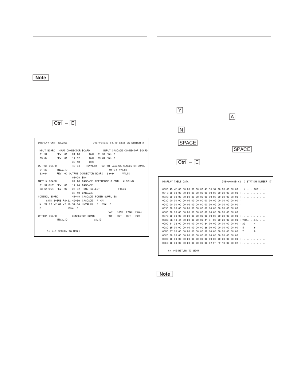 V : display unit status (except for hds-v3232), Y : display table data (except for hds-v3232) | Sony DVS-V3232B/V3232M User Manual | Page 111 / 158