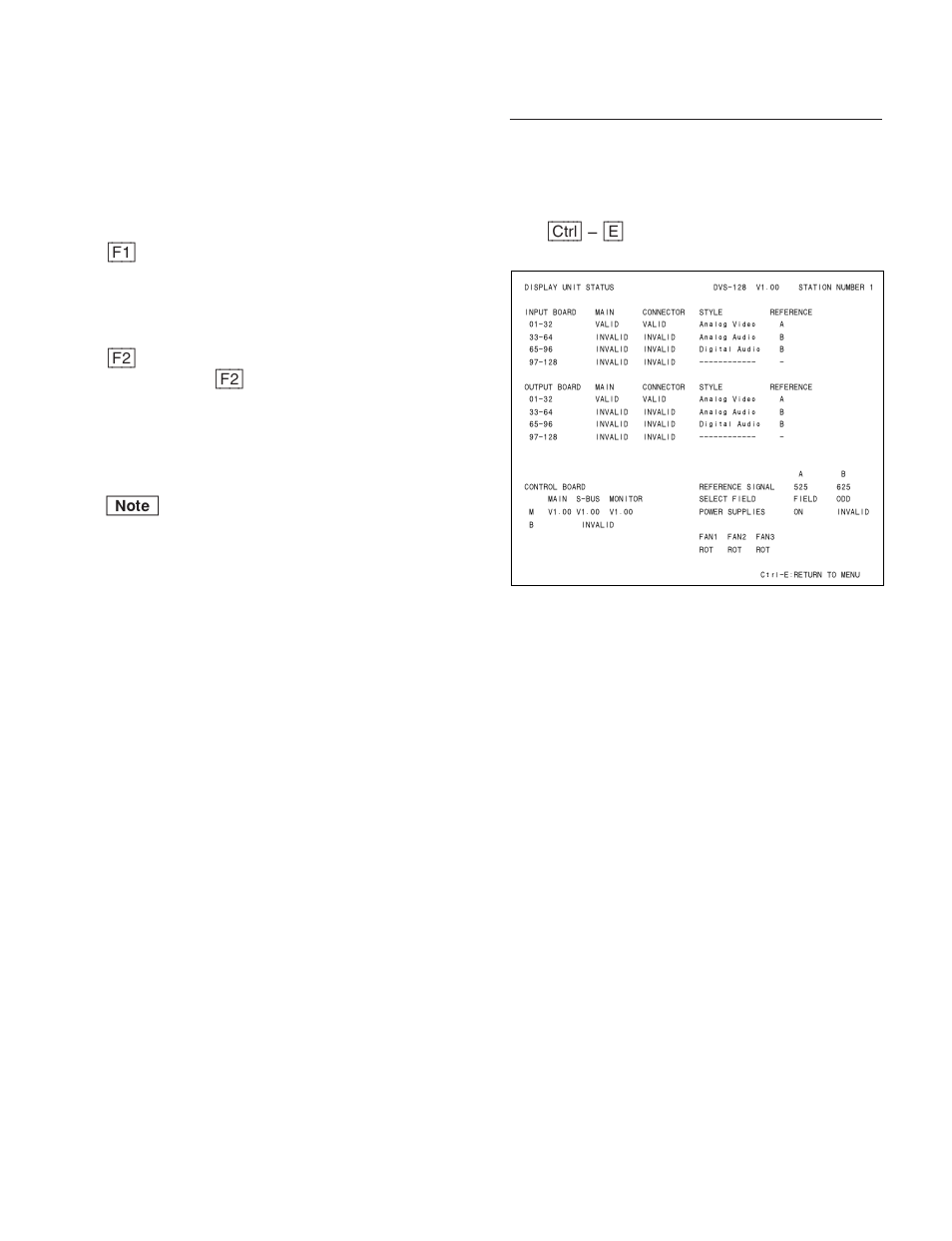 V : display unit status (dvs-128) | Sony DVS-V3232B/V3232M User Manual | Page 147 / 158