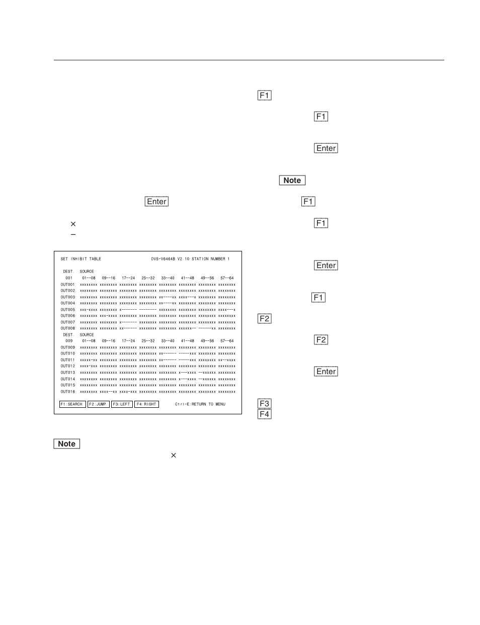 M: set inhibit table | Sony DVS-V3232B/V3232M User Manual | Page 85 / 158