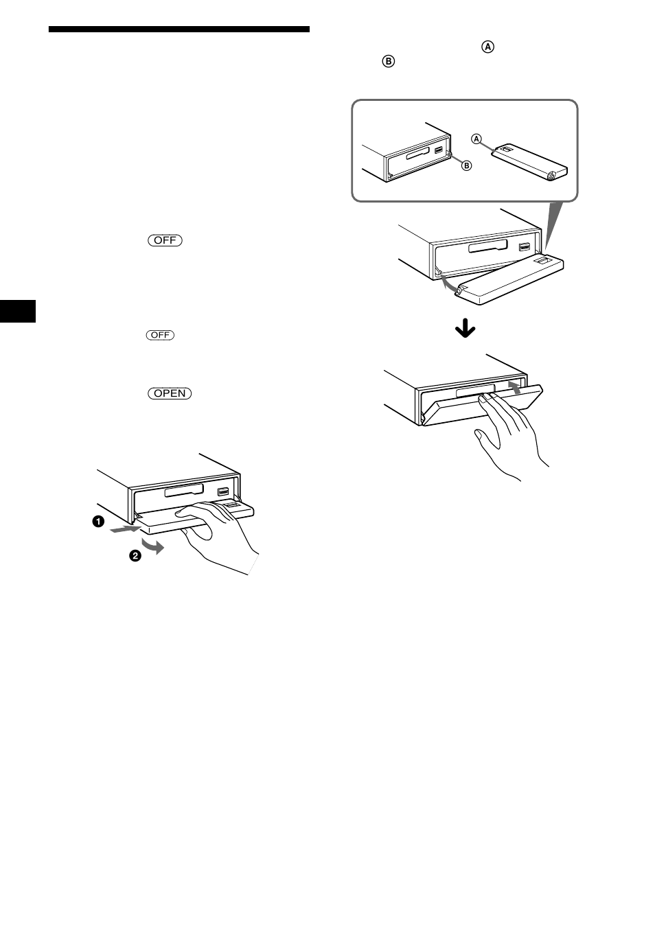 Abnehmen der frontplatte, 8abnehmen der frontplatte | Sony XR-CA670X User Manual | Page 36 / 150