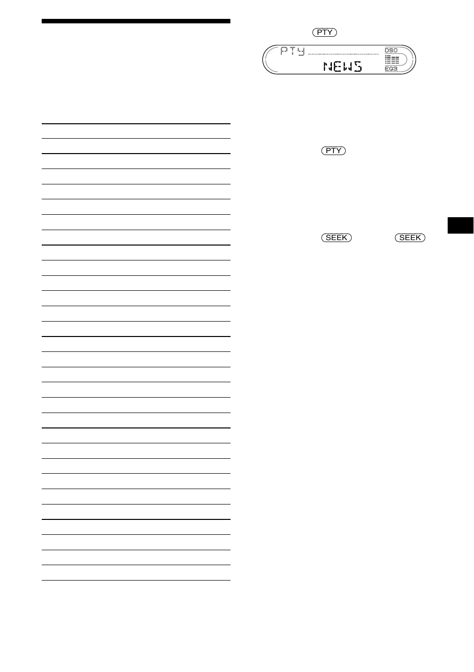Einstellen von sendern nach programmtyp, Pty (programme types), Seite 15 | 15 einstellen von sendern nach programmtyp | Sony XR-CA670X User Manual | Page 43 / 150