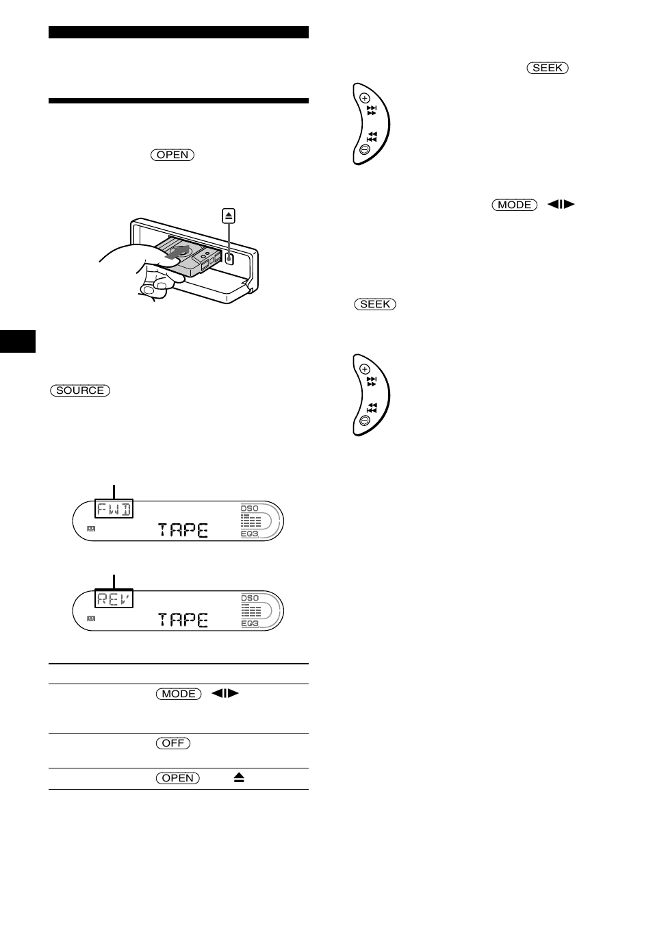 Lecteur de cassette, Ecoute d’une cassette | Sony XR-CA670X User Manual | Page 68 / 150