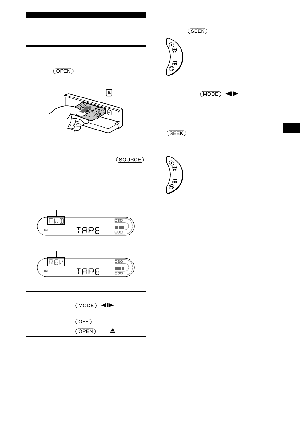 Cassette player, Listening to a tape | Sony XR-CA670X User Manual | Page 9 / 150