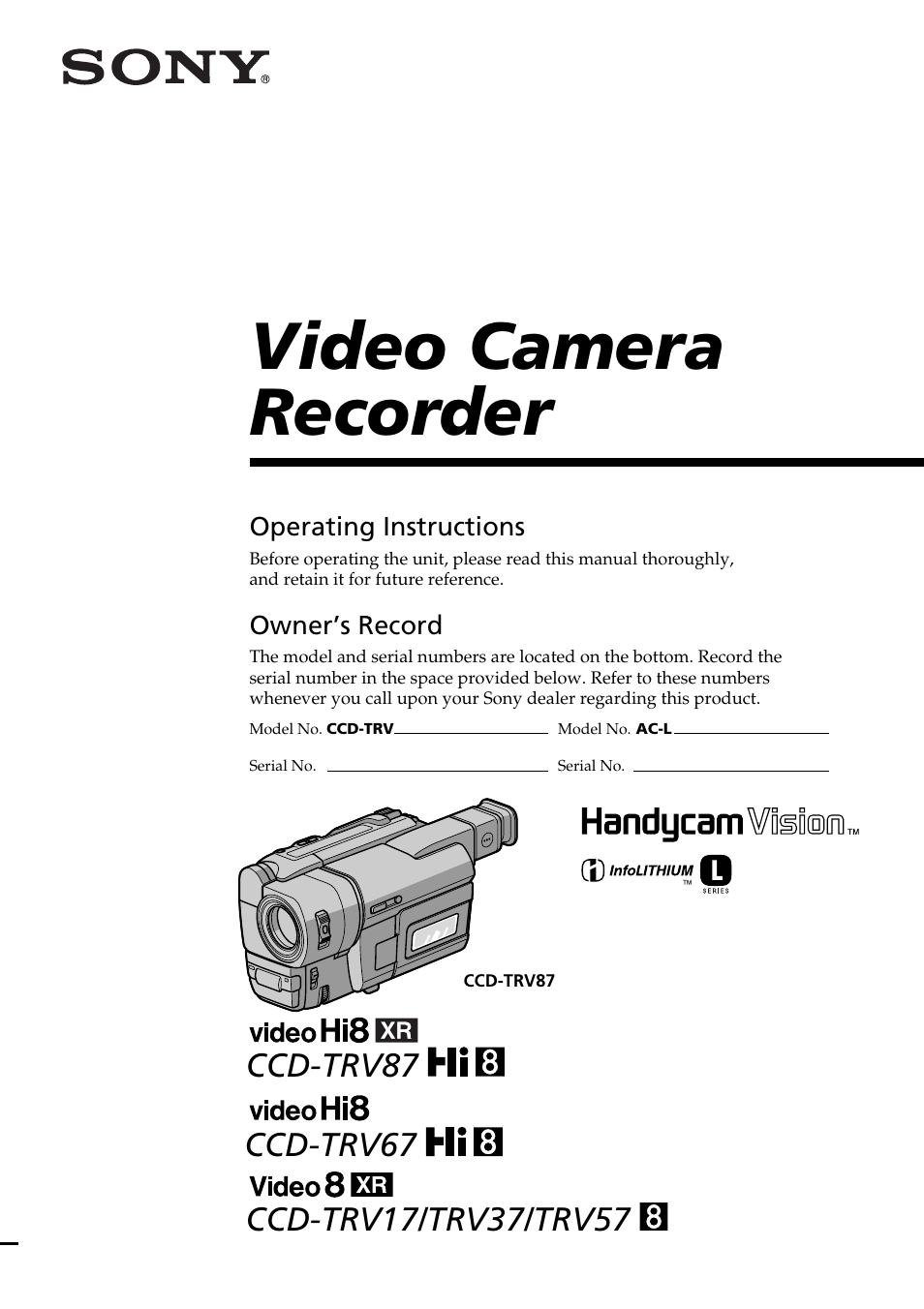 Sony CCD-TRV37 User Manual | 88 pages
