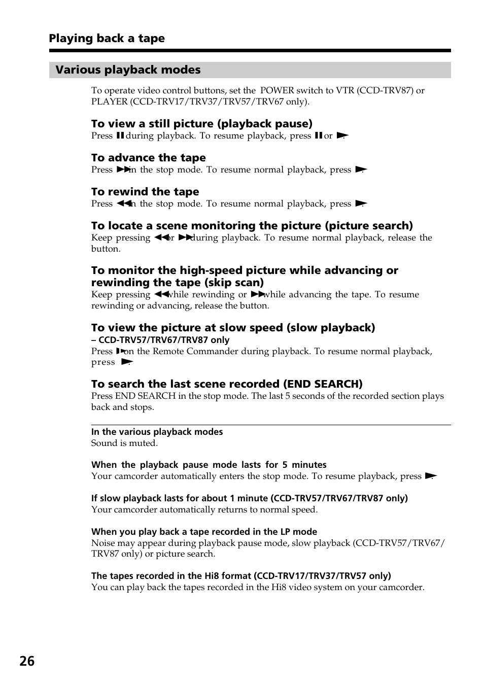 Sony CCD-TRV37 User Manual | Page 26 / 88