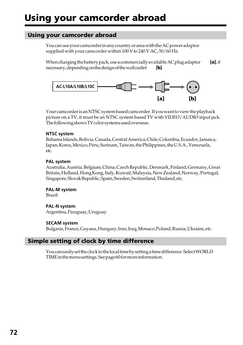 Using your camcorder abroad | Sony CCD-TRV37 User Manual | Page 72 / 88