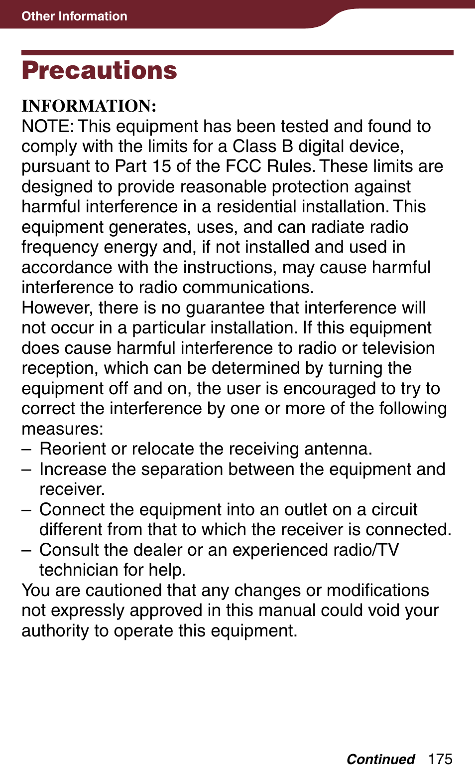 Precautions | Sony Reader Daily Edition PRS-900BC User Manual | Page 175 / 202