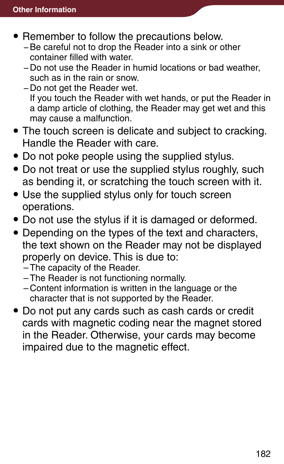 Sony Reader Daily Edition PRS-900BC User Manual | Page 182 / 202