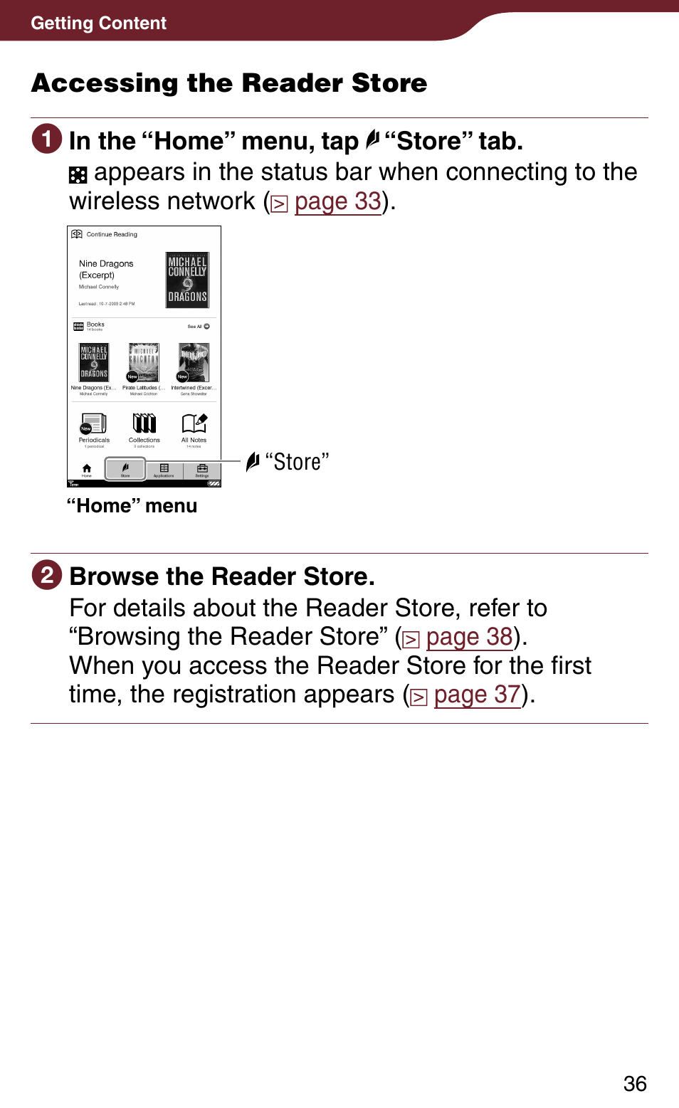 Sony Reader Daily Edition PRS-900BC User Manual | Page 36 / 202