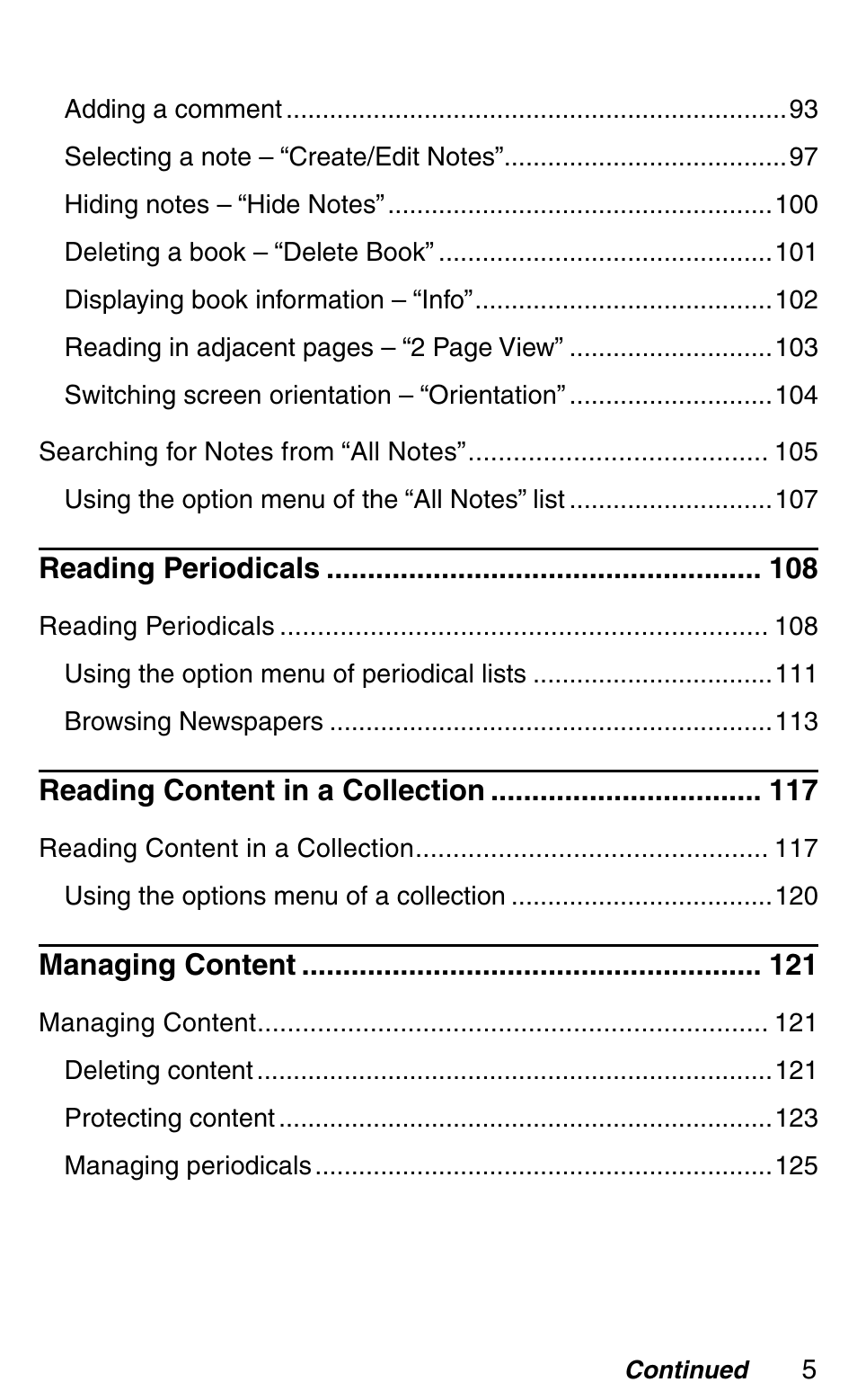 Sony Reader Daily Edition PRS-900BC User Manual | Page 5 / 202