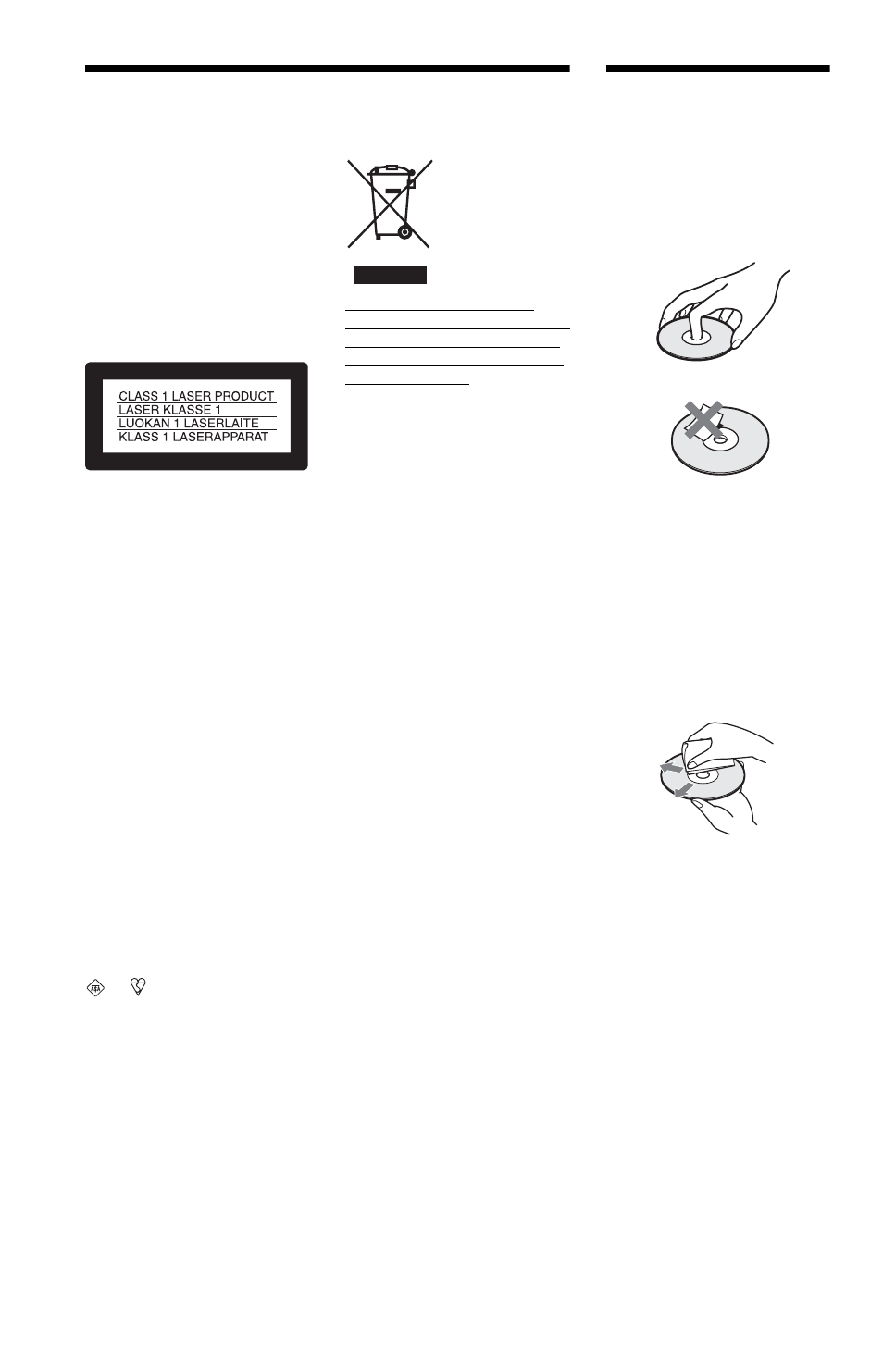 L1ac - warning, L1 - notes about the discs, Warning | Sony DVP-NS36 User Manual | Page 2 / 76