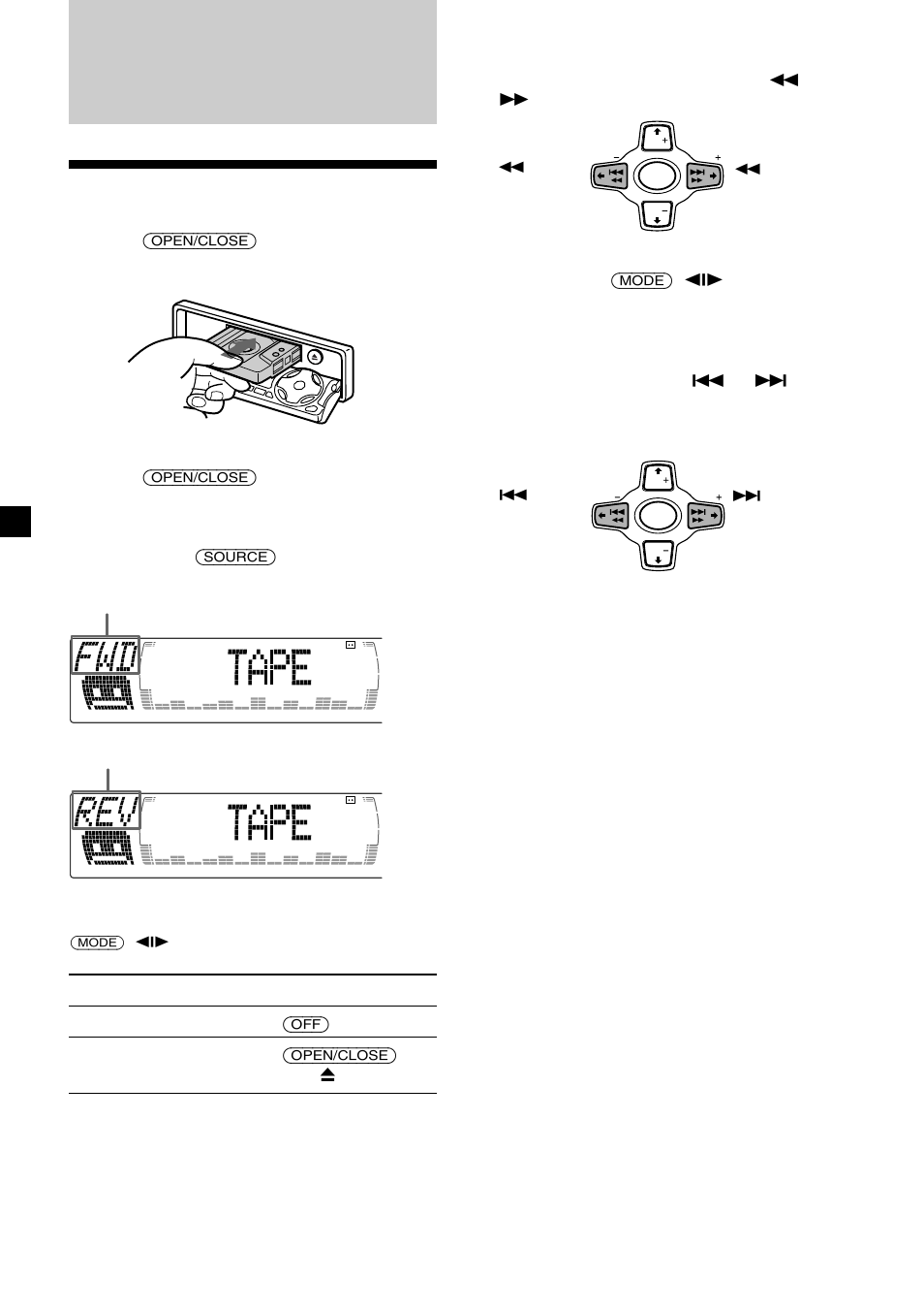 Cassette player, Listening to a tape, Fast-winding the tape | Sony XR-M550 User Manual | Page 10 / 100