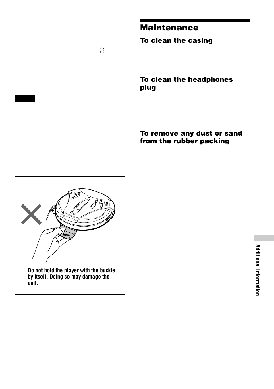 Maintenance | Sony D-SJ15 User Manual | Page 21 / 28