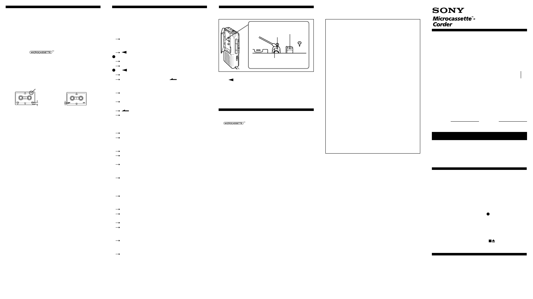 Sony Microcassette-Corder M-437 User Manual | 2 pages