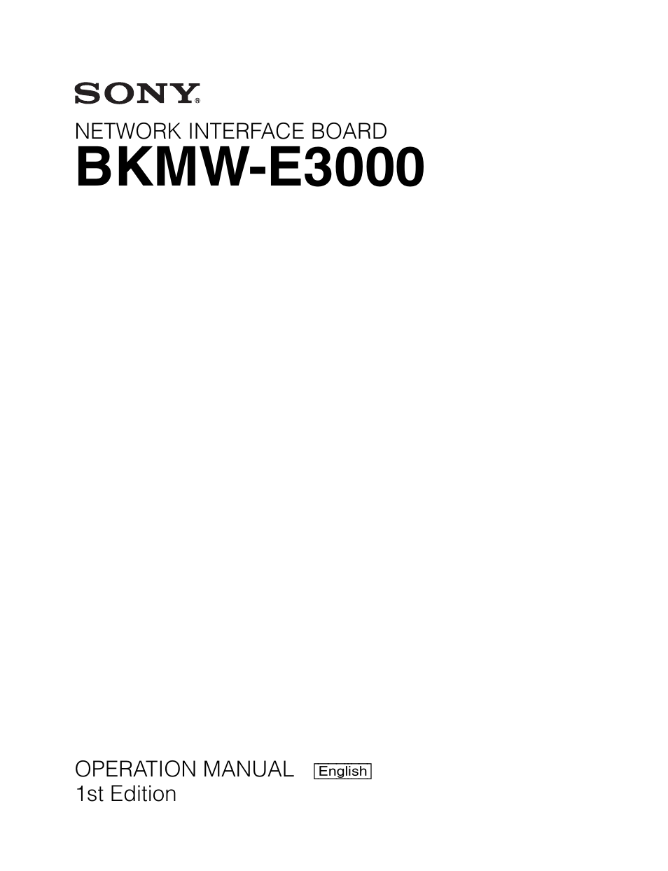 Sony BKMW-E3000 User Manual | 50 pages