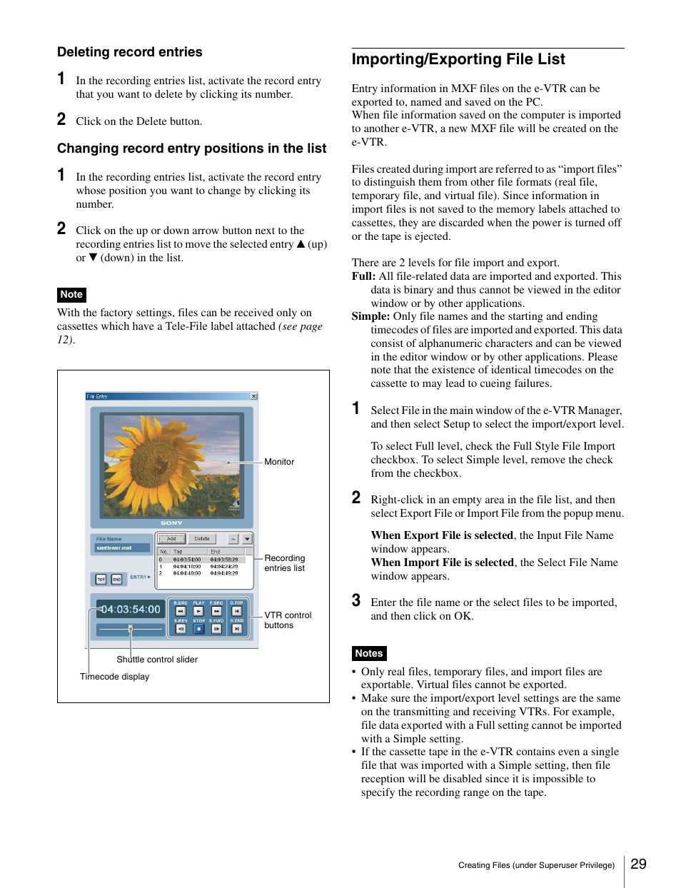 Importing/exporting file list | Sony BKMW-E3000 User Manual | Page 29 / 50