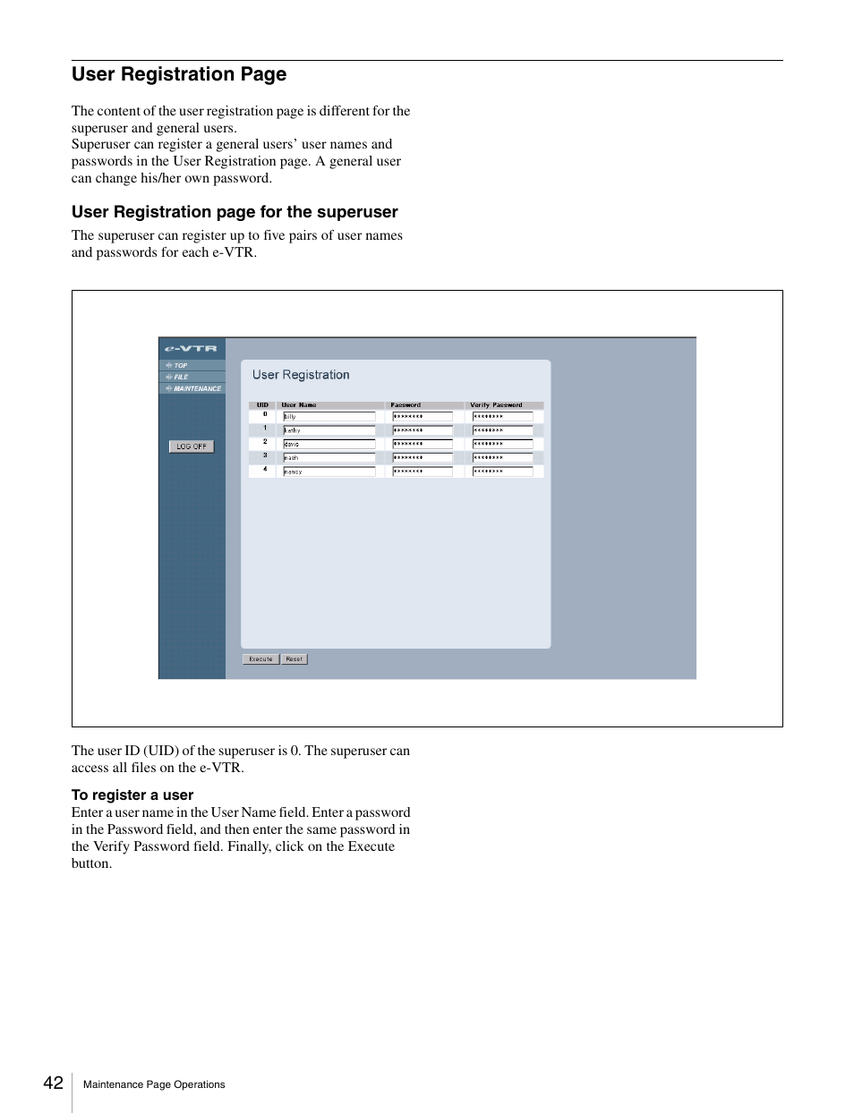 User registration page | Sony BKMW-E3000 User Manual | Page 42 / 50