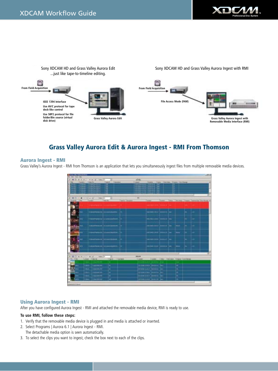 Xdcam workflow guide, Aurora ingest - rmi, Using aurora ingest - rmi | Sony XDCAM User Manual | Page 12 / 28