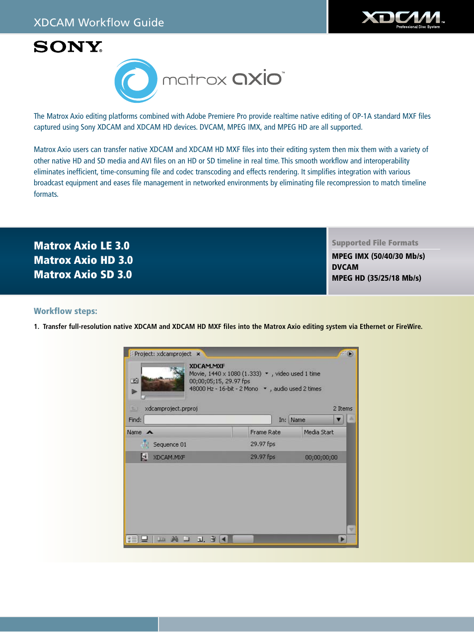 Xdcam workflow guide | Sony XDCAM User Manual | Page 17 / 28