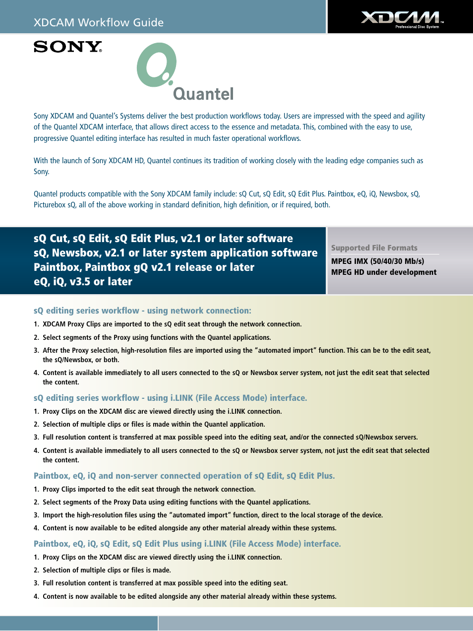 Xdcam workflow guide | Sony XDCAM User Manual | Page 20 / 28