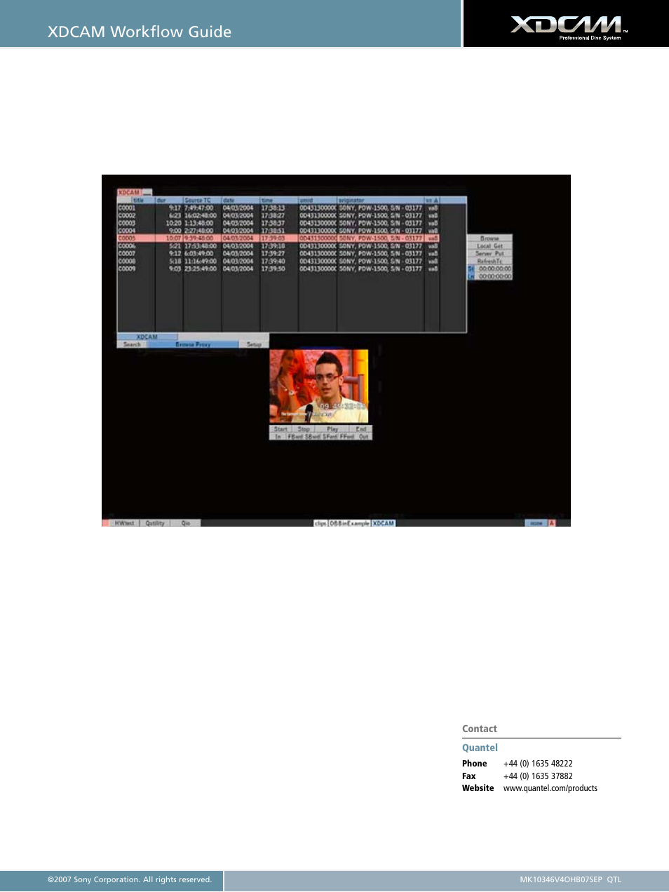 Xdcam workflow guide | Sony XDCAM User Manual | Page 21 / 28